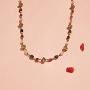 Multi-Colour Stone Studded Silver Mala with Nakshi Beads