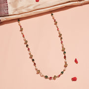 Multi-Colour Stone Studded Silver Mala with Nakshi Beads
