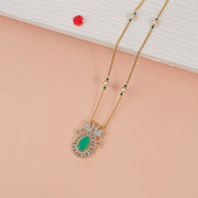 Dazzling Silver Pendant with Moissanite Stone and Peacock Detailing