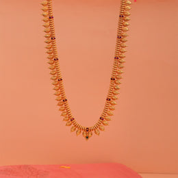 Temple Silver Lakshmi Devi Haaram with Stone Highlights