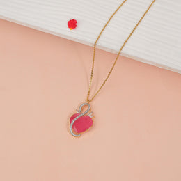 Heart-Shaped Stone Pendant with Silver Floral Detail