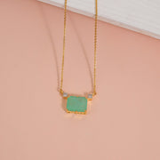 Simple Silver Pendant with Green Moissanite Stone