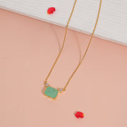 Simple Silver Pendant with Green Moissanite Stone