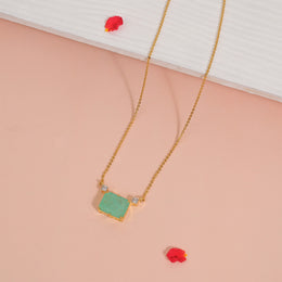 Simple Silver Pendant with Green Moissanite Stone