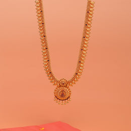 Temple Silver Mango Haaram with Floral Pendant