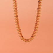Temple Silver Beaded Haaram with Leaf Design