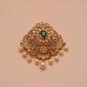 Elite Silver Stone Studded Jada with Pearl Hangings