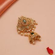 Traditional Silver CZ Jada with Jhumka & Pearl Hangings