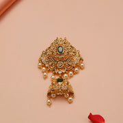 Traditional Silver CZ Jada with Jhumka & Pearl Hangings