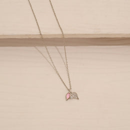 Graceful Silver Chain with CZ Leaf Pendant