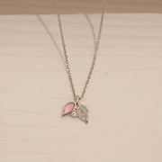 Graceful Silver Chain with CZ Leaf Pendant