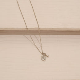 Trendy Silver Chain with Lock & Key CZ Pendant