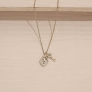Trendy Silver Chain with Lock & Key CZ Pendant