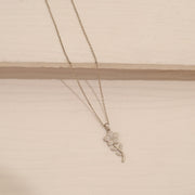Stylish Silver Chain with Beautiful Rose CZ Pendant