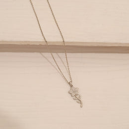 Stylish Silver Chain with Beautiful Rose CZ Pendant