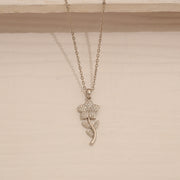 Stylish Silver Chain with Beautiful Rose CZ Pendant
