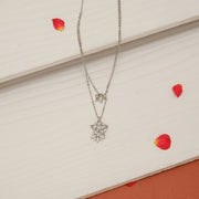 Stepped Silver Chain with Star and Floral Pendants
