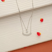 Sleek Two Layered Silver Chain with CZ Pendants