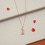 Simple Silver Chain in Rosegold Finish with Stone Pendant