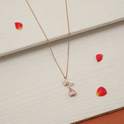 Simple Silver Chain in Rosegold Finish with Stone Pendant
