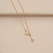 Chic Silver Chain with Flower Pendant in Rose Gold Finish