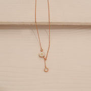 Chic Silver Chain with Flower Pendant in Rose Gold Finish