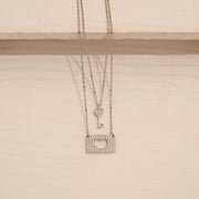 Elegant Silver CZ Chain with Heart Shaped Key Pendant