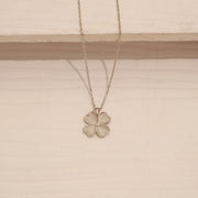 Simple Silver Chain with Four Leaf Clover Pendant