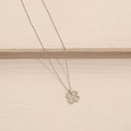Simple Silver Chain with Four Leaf Clover Pendant