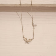 Sparkling Silver Chain with Butterfly Pendant