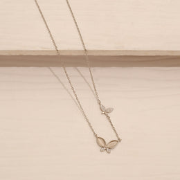Sparkling Silver Chain with Butterfly Pendant