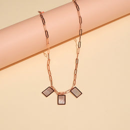 Silver Link Design Chain with Rectangle Pendants