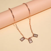 Silver Link Design Chain with Rectangle Pendants
