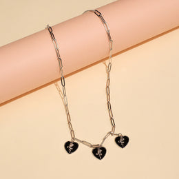 Silver Link Design Chain with Rose Flower Pendant