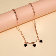 Silver Link Design Chain with Heart Pendants