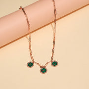 Silver Link Design Chain with Clock Style Pendants