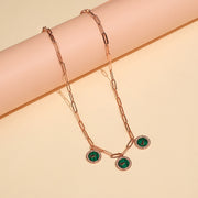 Silver Link Design Chain with Clock Style Pendants