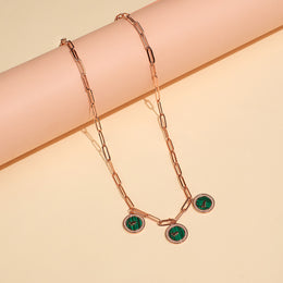 Silver Link Design Chain with Clock Style Pendants