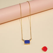 Sleek Silver Pendant with Simple Blue Stone Pednant