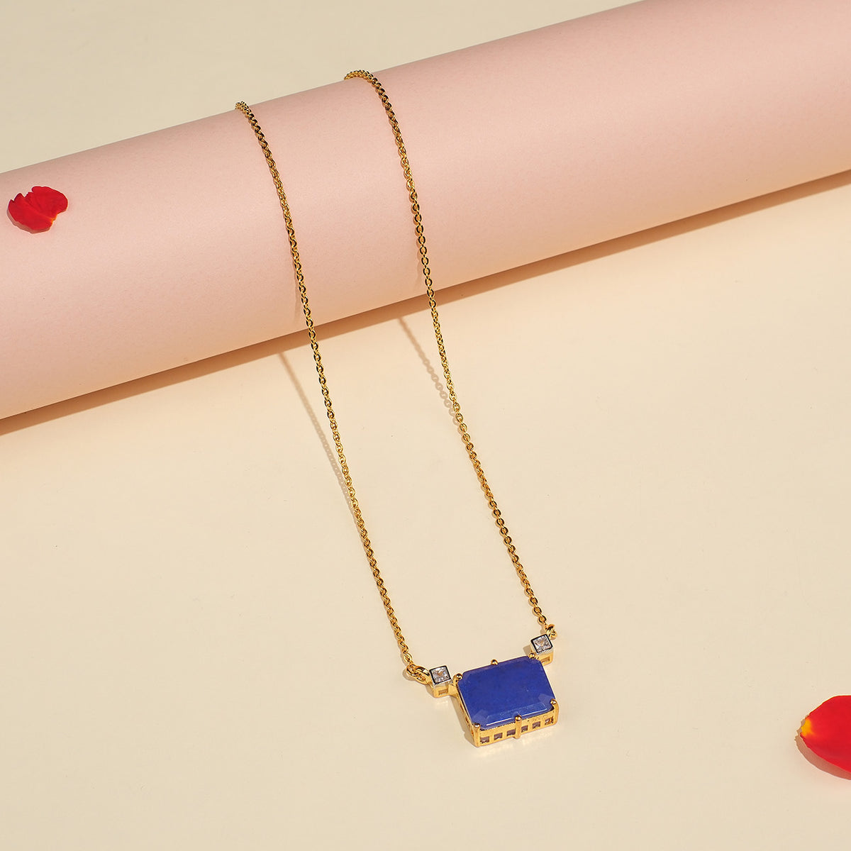 Sleek Silver Pendant with Simple Blue Stone Pednant – Padmam