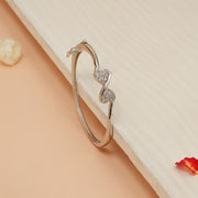 Trendy Silver Kada with Twin Heart CZ Design