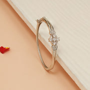 Stylish Silver Kada with Dual Heart Shaped Design