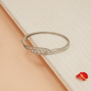 Contemporary Silver Kada with Curved CZ Design