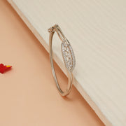Contemporary Silver Kada with Curved CZ Design