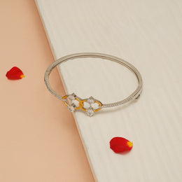 Party Wear Silver Kada with CZs