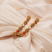 Antique Silver Lakshmi Devi Bangles with Corals