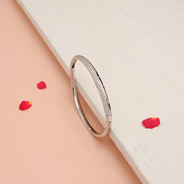 Sleek Silver CZ Stone Studded Kada