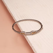 Trendy Silver Kada with Rose Gold Finish & CZ Highlights