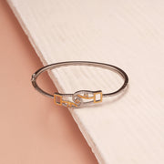 Contemporary Silver Kada with CZ Geometric Design