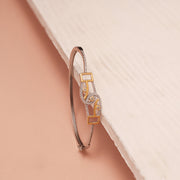 Contemporary Silver Kada with CZ Geometric Design